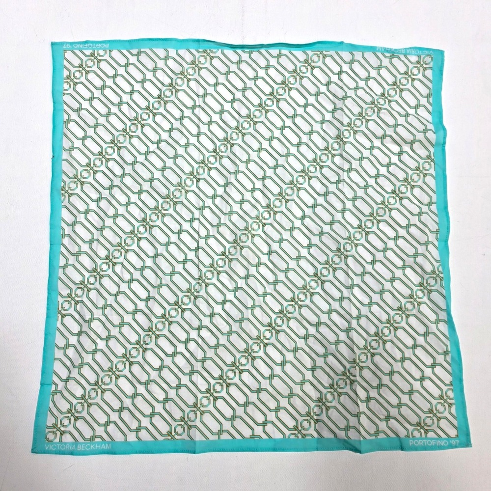 Victoria Beckham Scarf Womens Turquoise Portofino 97 Chain Link Square Bandana